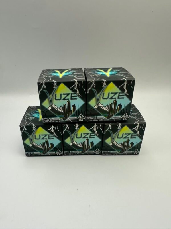 VUZE 100% Live Resin 1G Cartridges are pre-filled cannabis vape cartridges featuring a 1-gram live resin formulation. Designed for use with compatible vape hardware